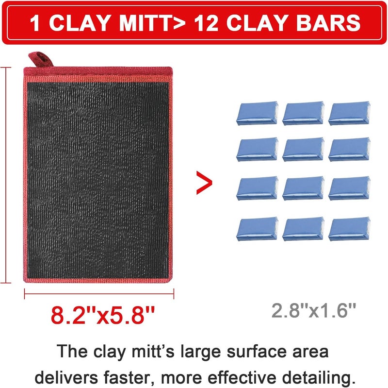 TOLDATLI Clay Mitt Auto Detailing 2 Pack, Fine Grade Microfiber Car Clay Bar Mitt, DIY Detail Tool & Kit Car Detailing Alternative (Red) - Image 2